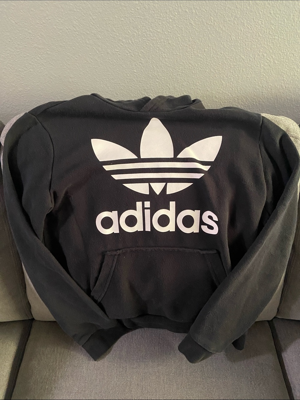 Kids adidas Black Crewneck Sweater with White Trefoil Logo